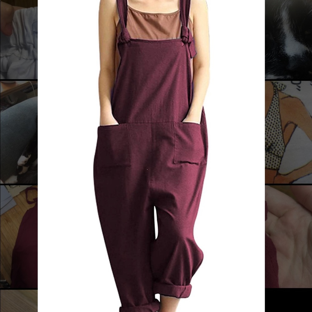 Oversized linen feel overalls